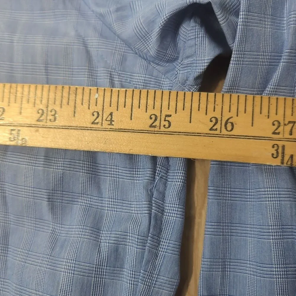 J.CREW Blue Square Check Modern Casual L/S Btn Down Dress Shirt Mens 16.5 32‎ 33